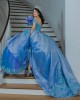 Off Shoulder Blue Quinceanera Dress Lace Appliques Sweetheart Neck 15 Dresses