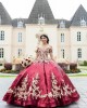 Off Shoulder Burgundy Quince Dresses Lace Appliques Sweetheart Neck 15 Dress