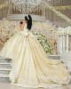 Off Shoulder Champagne Quinceanera Dress Lace Appliques V Neck 15 Dresses With Bow