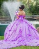 Off Shoulder Lilac Quinceanera Dress Lace Appliques Sweetheart Neck 15 Dresses