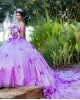 Off Shoulder Lilac Quinceanera Dress Lace Appliques Sweetheart Neck 15 Dresses