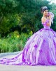 Off Shoulder Lilac Quinceanera Dress Lace Appliques Sweetheart Neck 15 Dresses