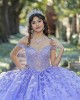 Off Shoulder Lilac Quinceanera Dress Sweetheart Neck Lace Appliques 15 Dresses