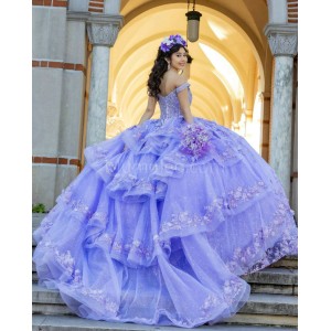 Off Shoulder Lilac Quinceanera Dress Sweetheart Neck Lace Appliques 15 Dresses