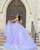 Off Shoulder Lilac Quinceanera Dresses Lace Appliques Sweetheart Neck 15 Dress