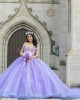 Off Shoulder Lilac Quinceanera Dresses Lace Appliques Sweetheart Neck 15 Dress