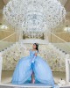 Off Shoulder Sky Blue Quinceanera Dress Sweetheart Neck Lace Appliques 15 Dresses