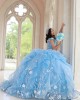 Ruffled Sky Blue Quinceanera Dress Lace Appliques Off Shoulder 15 Dresses