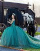 Sleeveless Emerald Green Quinceanera Dress Metallic Sequin Sweetheart Neck 15 Dresses