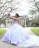 Sleeveless Lilac Quinceanera Dress Lace Appliques Sweetheart Neck 15 Dresses