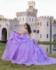 Sleeveless Lilac Quinceanera Dress Lace Appliques V Neck 15 Dresses