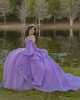 Sleeveless Lilac Quinceanera Dress Lace Appliques V Neck 15 Dresses