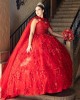 Sleeveless Red Quinceanera Dress Sweetheart Neck 15 Dresses With 3D Flowers