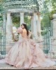 Sleeveless Rose Gold Quinceanera Dress Sweetheart Neck Metallic Sequin 15 Dresses