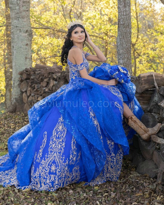 Spaghetti Strap Blue Quinceanera Dress Lace Appliques Sweetheart Neck 15 Dresses