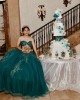 Sweetheart Neck Emerald Green Quinceanera Dress Lace Appliques Sleeveless 15 Dresses