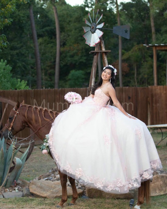 Sweetheart Neck Pink Quinceanera Dress Lace Appliques Sleeveless 15 Dresses