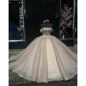 Champagne Quincedress Dress Off The Shoulder Princess Glitter Sweet 16 Dresses