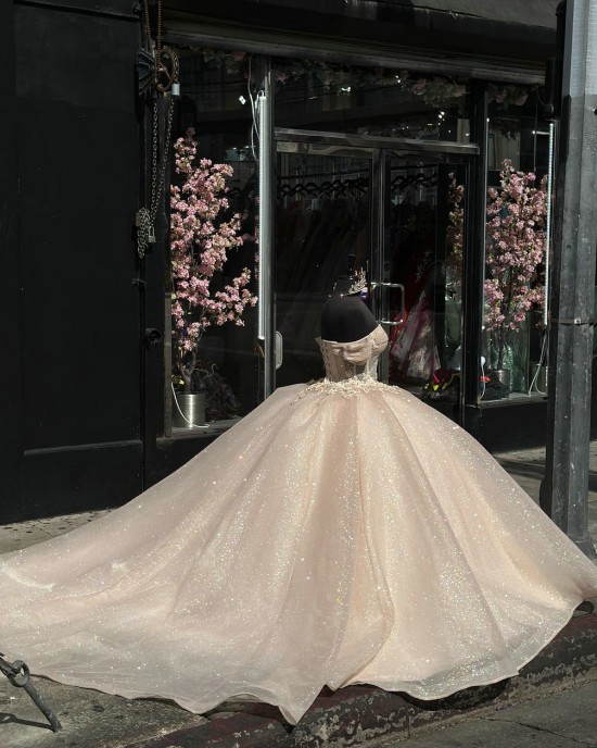 Champagne Quincedress Dress Off The Shoulder Princess Glitter Sweet 16 Dresses