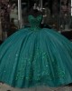 Corset Hunter Green Quinceanera Dress With Big Bow On The Back