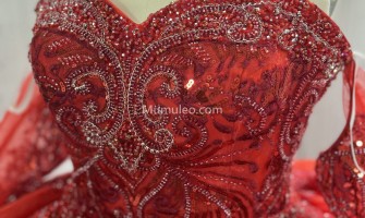 DETACHABLE RED QUINCE DRESSES METALLIC SEQUIN 15 DRESS SWEETHEART NECK BALL GOWN